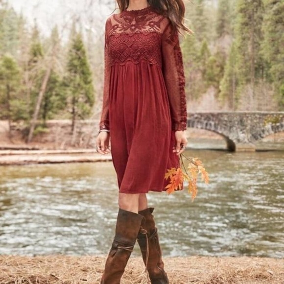 Sundance | Dresses | Sundance Victorian Romance Dress In Burgundy | Poshmark